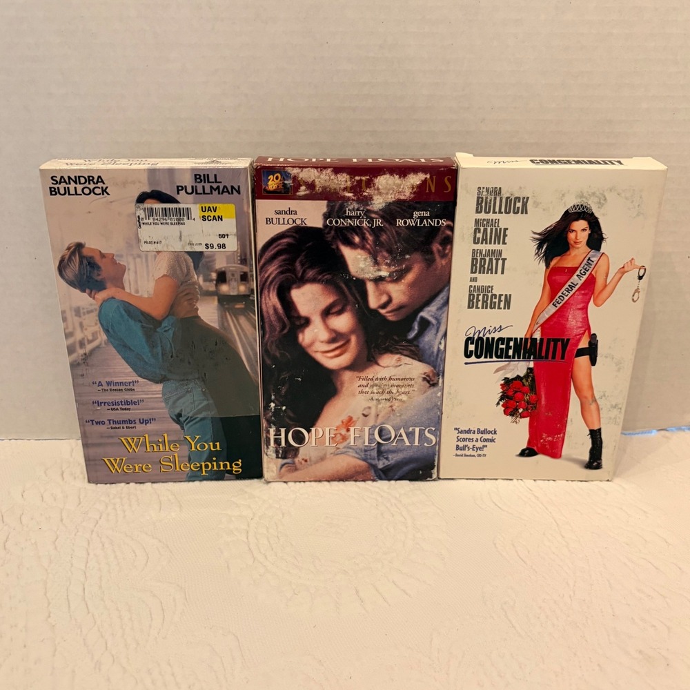 Sandra Bullock VHS Lot While You Were Sleeping Hope Floats Miss Congeniality 3pk
